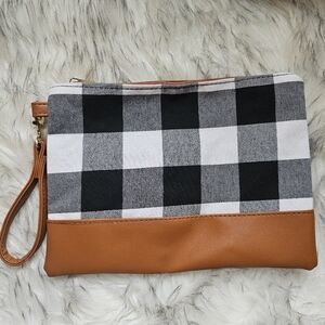 Black and White Checkered Clutch New in Bag